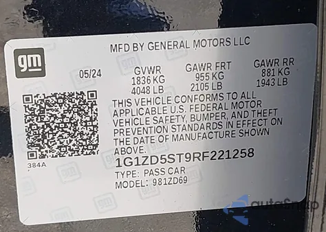 2024 Chevrolet Malibu Fwd 1Lt from USA, damaged, VIN 1G1ZD5ST9RF221258